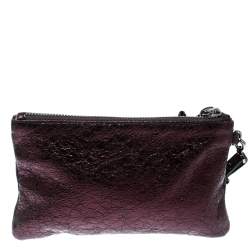 Pre Owned Anya Hindmarch Metallic Purple Scrooge Wristlet Pouch