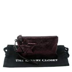 Pre Owned Anya Hindmarch Metallic Purple Scrooge Wristlet Pouch