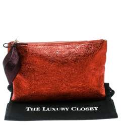 Anya Hindmarch Metallic Orange Bits & Bobs Zip Pouch