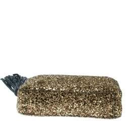 Pre Owned Anya Hindmarch Gold Glitter Twinkle Clutch