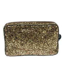 Pre Owned Anya Hindmarch Gold Glitter Twinkle Clutch