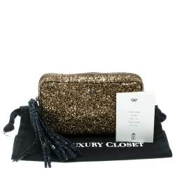 Pre Owned Anya Hindmarch Gold Glitter Twinkle Clutch