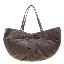 Pre Owned Anya Hindmarch Dark Grey Bow Tassel Leather Hobo