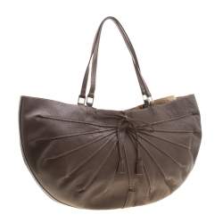 Pre Owned Anya Hindmarch Dark Grey Bow Tassel Leather Hobo