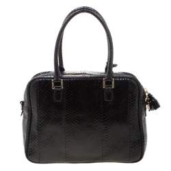 Pre Owned Anya Hindmarch Black Snakeskin Carker Satchel