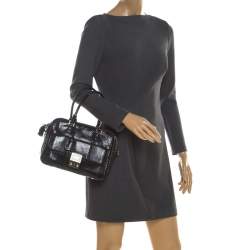 Pre Owned Anya Hindmarch Black Snakeskin Carker Satchel