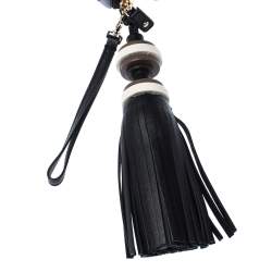Pre Owned Anya Hindmarch Black Leather Cylinder All Sorts Wristlet Clutch 