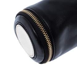 Pre Owned Anya Hindmarch Black Leather Cylinder All Sorts Wristlet Clutch 