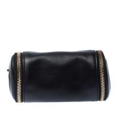 Pre Owned Anya Hindmarch Black Leather Cylinder All Sorts Wristlet Clutch 