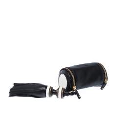 Pre Owned Anya Hindmarch Black Leather Cylinder All Sorts Wristlet Clutch 