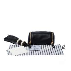 Pre Owned Anya Hindmarch Black Leather Cylinder All Sorts Wristlet Clutch 