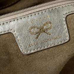 Pre Owned Anya Hindmarch Metallic Gold Woven Leather Jethro Hobo