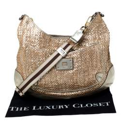 Pre Owned Anya Hindmarch Metallic Gold Woven Leather Jethro Hobo