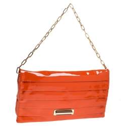 Pre Owned Anya Hindmarch Orange Patent Leather Shoulder Bag