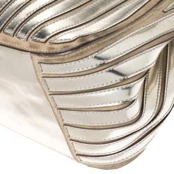 Pre Owned Anya Hindmarch Metallic Gold Striped Leather Belvedere Tote