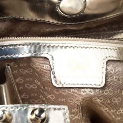 Pre Owned Anya Hindmarch Metallic Gold Striped Leather Belvedere Tote