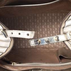 Pre Owned Anya Hindmarch Metallic Gold Striped Leather Belvedere Tote