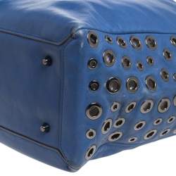 Pre Owned Anya Hindmarch Blue Eyelet Leather Nevis Tote