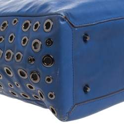 Pre Owned Anya Hindmarch Blue Eyelet Leather Nevis Tote