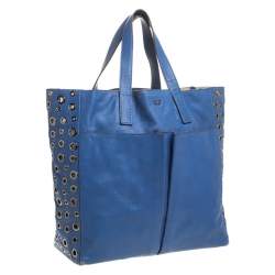 Pre Owned Anya Hindmarch Blue Eyelet Leather Nevis Tote