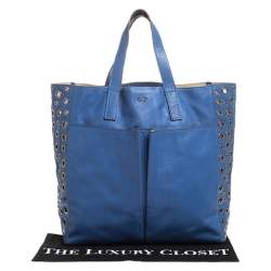 Pre Owned Anya Hindmarch Blue Eyelet Leather Nevis Tote