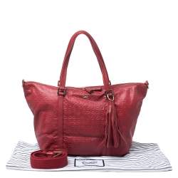 Pre Owned Anya Hindmarch Red Leather Tassel Tote