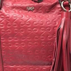 Pre Owned Anya Hindmarch Red Leather Tassel Tote