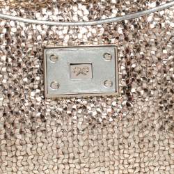 Pre Owned Anya Hindmarch Metallic Gold Woven Leather Jethro Hobo