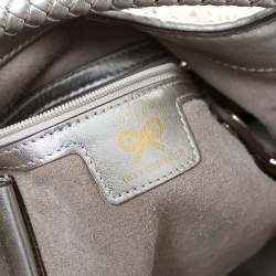 Pre Owned Anya Hindmarch Metallic Gold Woven Leather Jethro Hobo