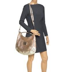 Pre Owned Anya Hindmarch Metallic Gold Woven Leather Jethro Hobo