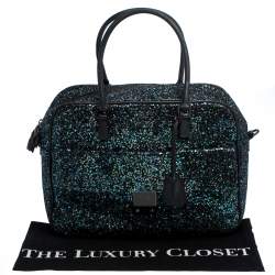 Pre Owned Anya Hindmarch Dark Blue Glitter Carker Boston Bag