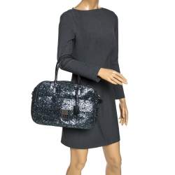 Pre Owned Anya Hindmarch Dark Blue Glitter Carker Boston Bag