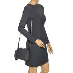 Pre Owned Anya Hindmarch Dark Grey Leather Smiley Crossbody Bag with Small Zip Around Wallet