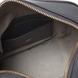 Pre Owned Anya Hindmarch Dark Grey Leather Smiley Crossbody Bag with Small Zip Around Wallet