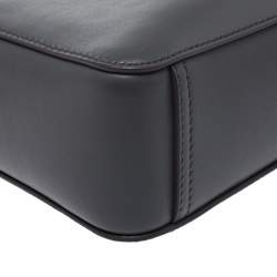 Pre Owned Anya Hindmarch Dark Grey Leather Smiley Crossbody Bag with Small Zip Around Wallet