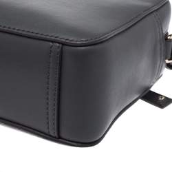 Pre Owned Anya Hindmarch Dark Grey Leather Smiley Crossbody Bag with Small Zip Around Wallet