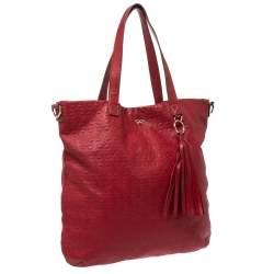 Pre Owned Anya Hindmarch Red Leather Tassel Tote