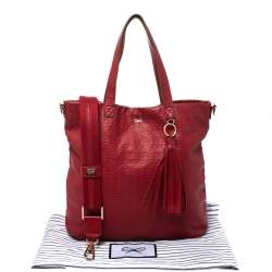 Pre Owned Anya Hindmarch Red Leather Tassel Tote