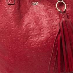 Pre Owned Anya Hindmarch Red Leather Tassel Tote
