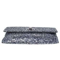 Pre Owned Anya Hindmarch Silver Glitter Valorie Clutch