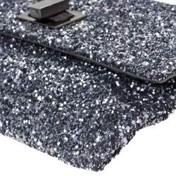 Pre Owned Anya Hindmarch Silver Glitter Valorie Clutch