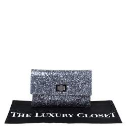 Pre Owned Anya Hindmarch Silver Glitter Valorie Clutch