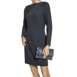 Pre Owned Anya Hindmarch Silver Glitter Valorie Clutch