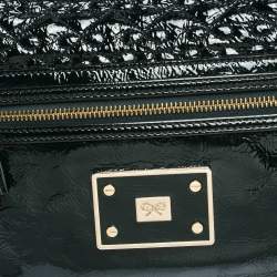 Anya Hindmarch Deep Green Patent Leather Art Logo Tote