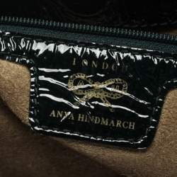 Anya Hindmarch Deep Green Patent Leather Art Logo Tote