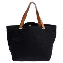 Pre Owned Anya Hindmarch Black/Tan Canvas Dry Cleaning Tote