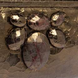 Pre Owned Anya Hindmarch Metallic Gold Ceramic Effect Leather Kiss Lock Clutch 