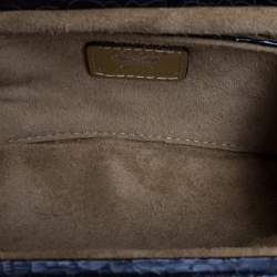 Pre Owned Anya Hindmarch Metallic Blue Ceramic Effect Leather Kiss Lock Clutch 