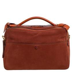 Pre Owned Anya Hindmarch Orange Leather, Suede and Python The Stack Shoulder Bag