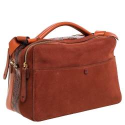 Pre Owned Anya Hindmarch Orange Leather, Suede and Python The Stack Shoulder Bag